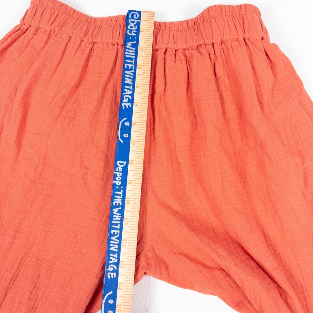 Pact Gauze Pants Women M Orange Wide Leg Elastic Waist Drawstring Organic Cotton - Picture 6 of 7